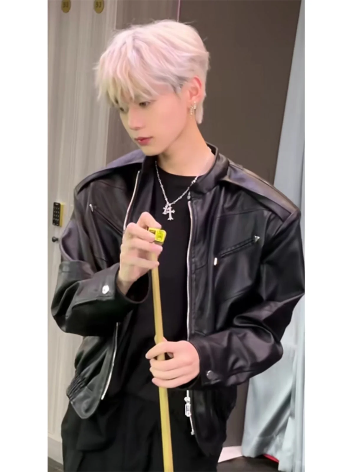 

Кожаная куртка Cleanfit Ort Biker для мужчин, весна-осень, американский стиль, с подплечниками, модная, стильная, брендовая куртка