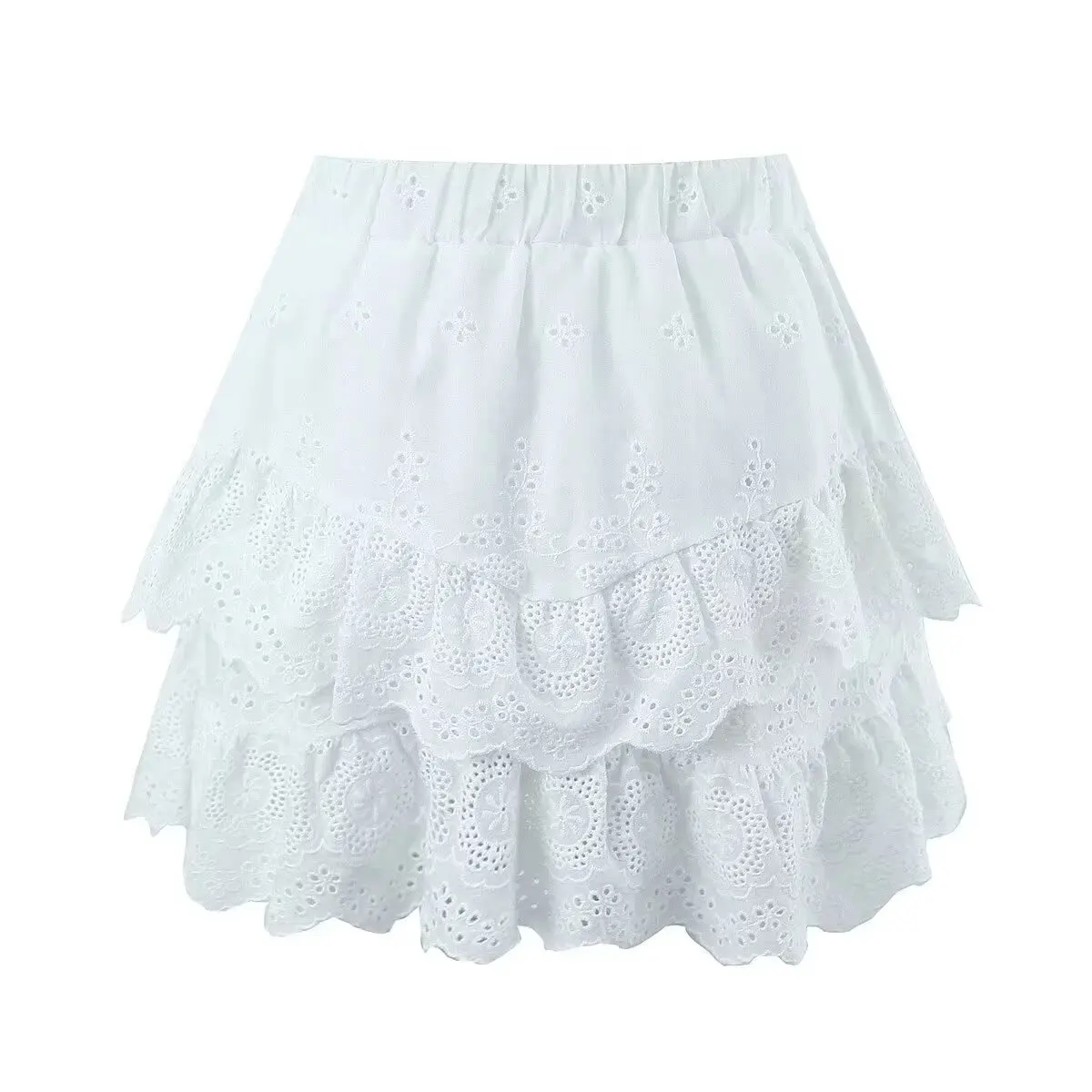 

French lace Printed hollow decoration skirt For Women 2024 Summer With Casual Sweet Simple Elegant Style Solid Color Skirt