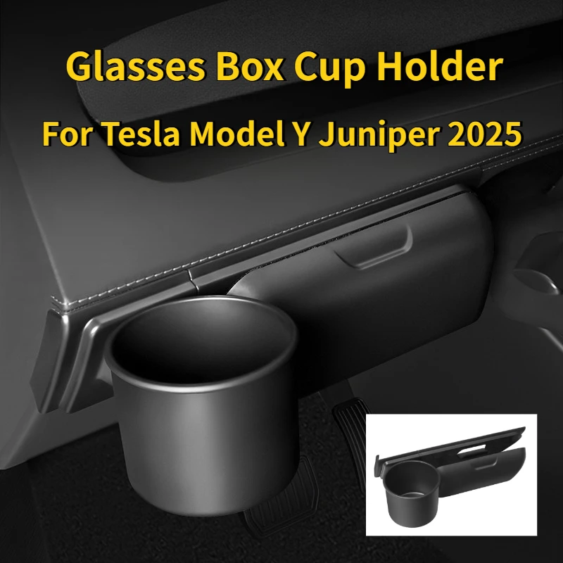 

For Tesla Model Y Juniper 2025 Dashboard Multi-functional Glasses Box Cup Holder Sunglasses Storage Box Interior Accessories