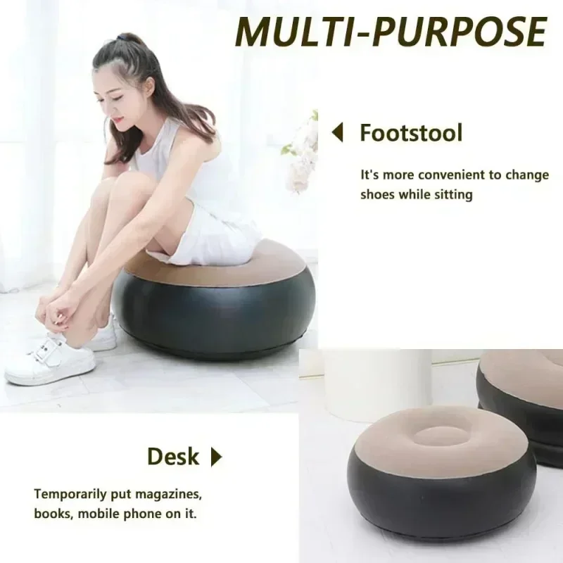 Sofá perezoso, sofá cama inflable plegable reclinable para exteriores con estribos, combinación cómoda, sofá de terciopelo flocado