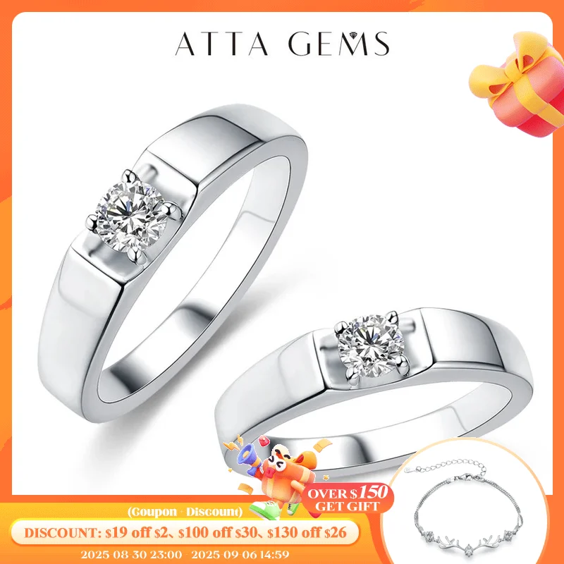 

Attagems 2022 New Classic Moissanite Ring Luxury Engagement Rings for Men Women Couple Wedding Female Anniversary Fine Jewelry