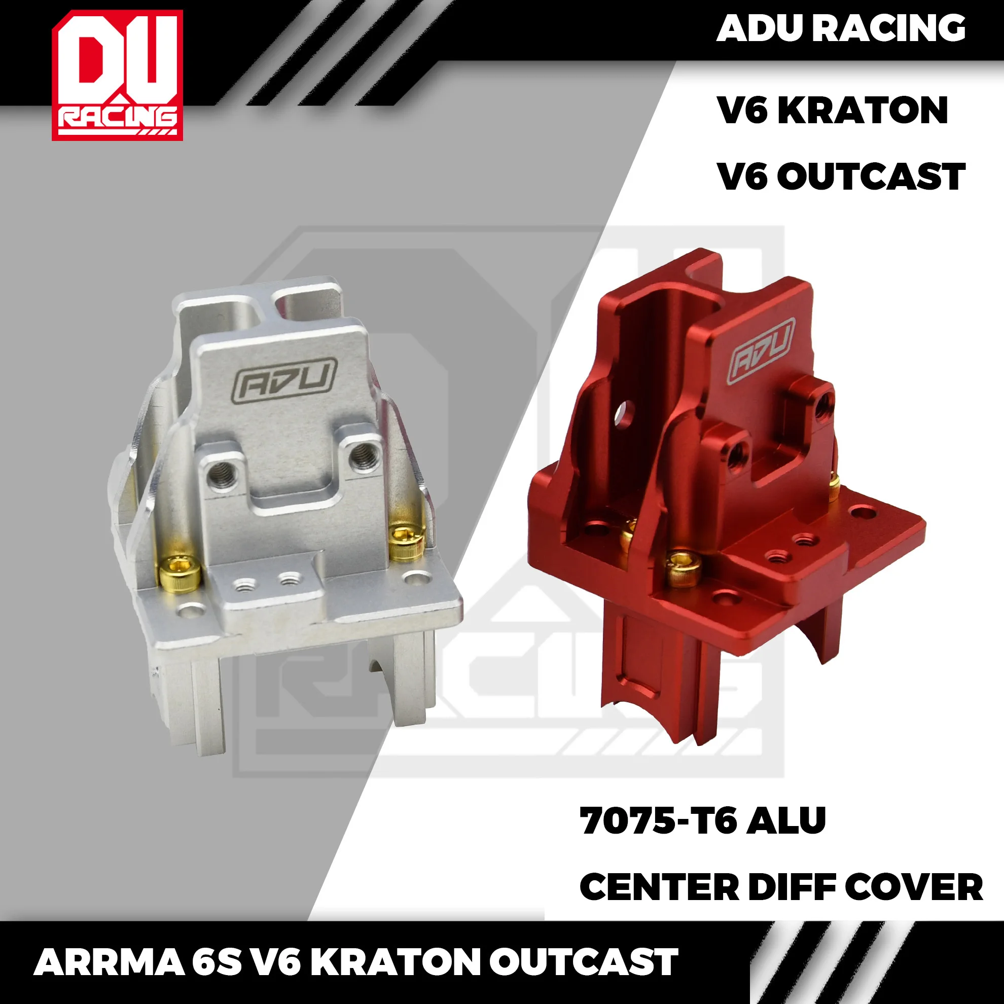 ADU Racing CENTER DIFF GEAR COVER CNC 7075 T6 ALUMINUM FOR ARRMA 6S V6 KRATON OUTCAST