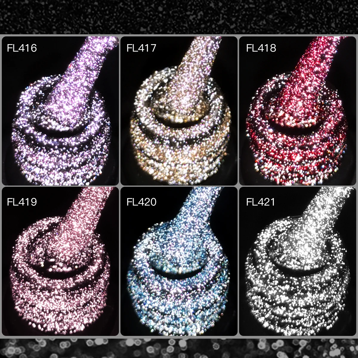 FOUR LILY 7ml Smalto per unghie gel riflettente glitterato Brillante scintillante Splendido effetto argento Gel semipermanente per unghie artistiche