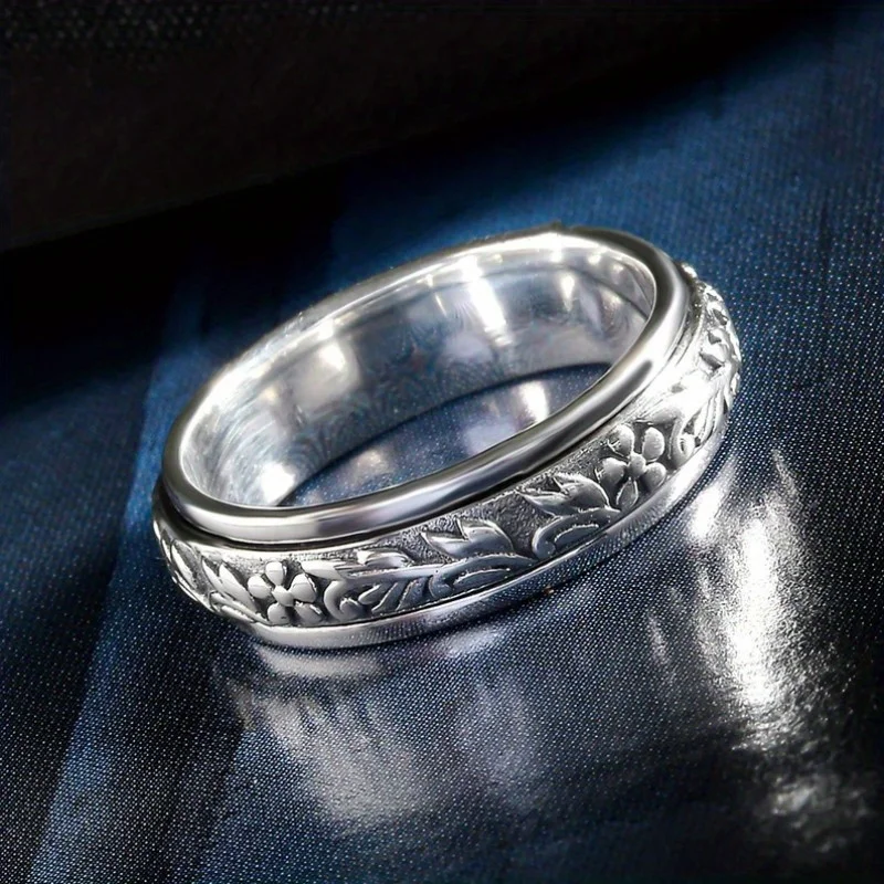 Classic Retro Trendy 3D Flower Carving Ring, Versatile for Daily Use, Unisex Ring, Gift Selection