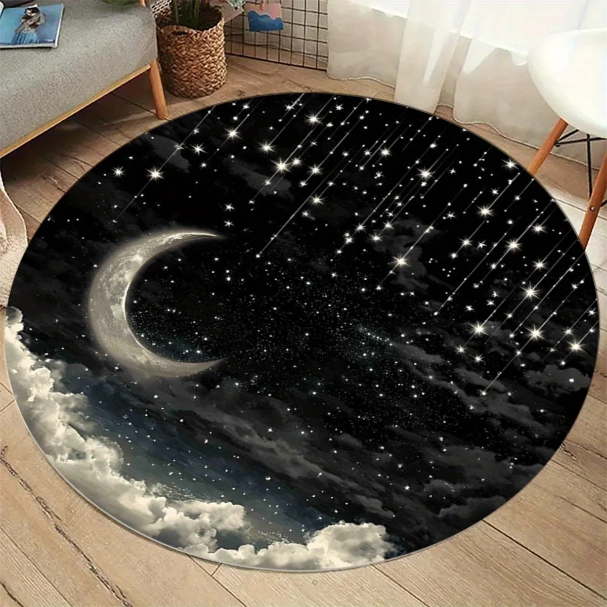 

1pc Moonglow and Starry Sky Pattern Living Room Mat Bedroom Mat Hallway Runner