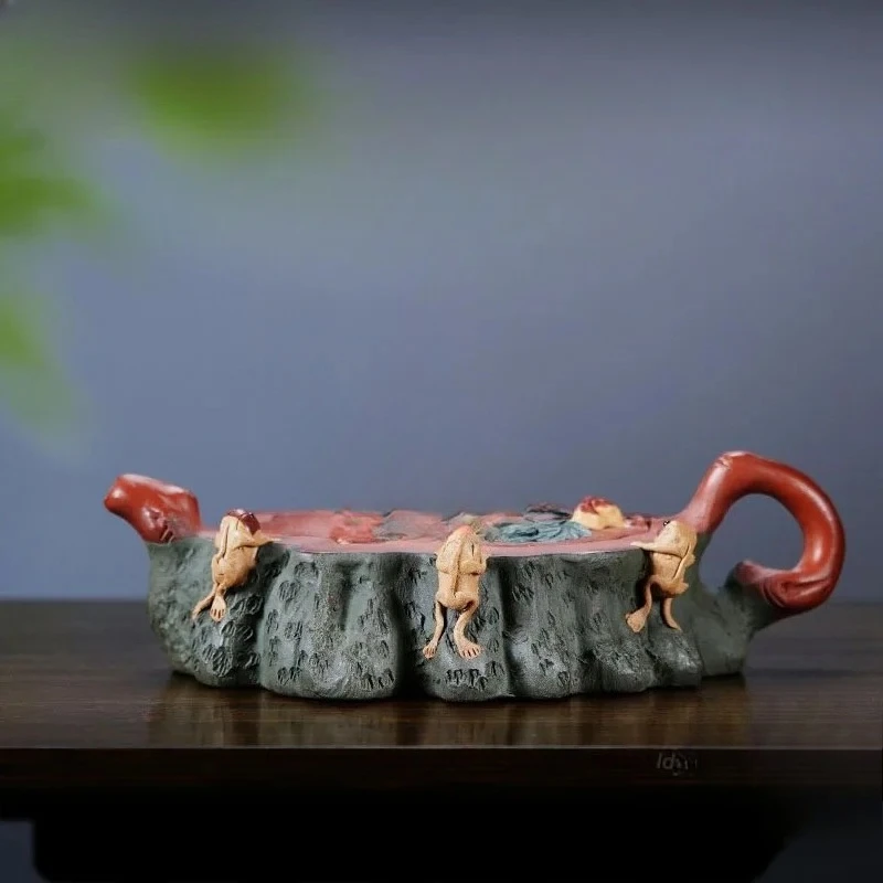 260ml Traditional Yixing Purple Clay Teapots Handmade Monkey Tree Stump Pot Raw Ore Zhu Mud Kettle With Filter Zisha Tea Set