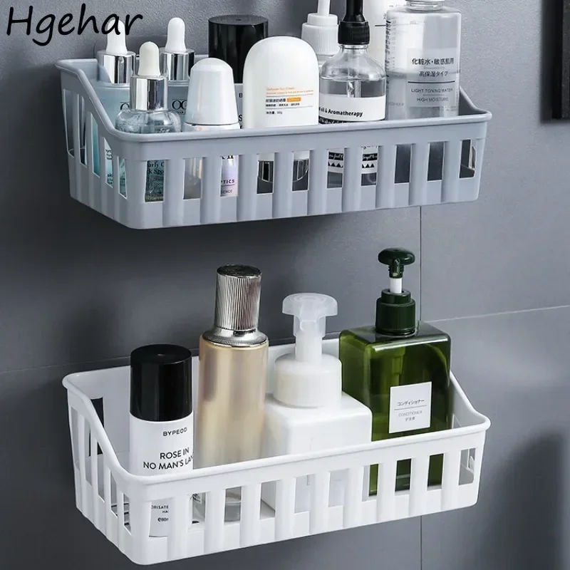 Bathroom Storage Shelves Portable Large Capacity Washroom Accessories Universal Wall Mounted Makeup Organizer Shower Shelf New