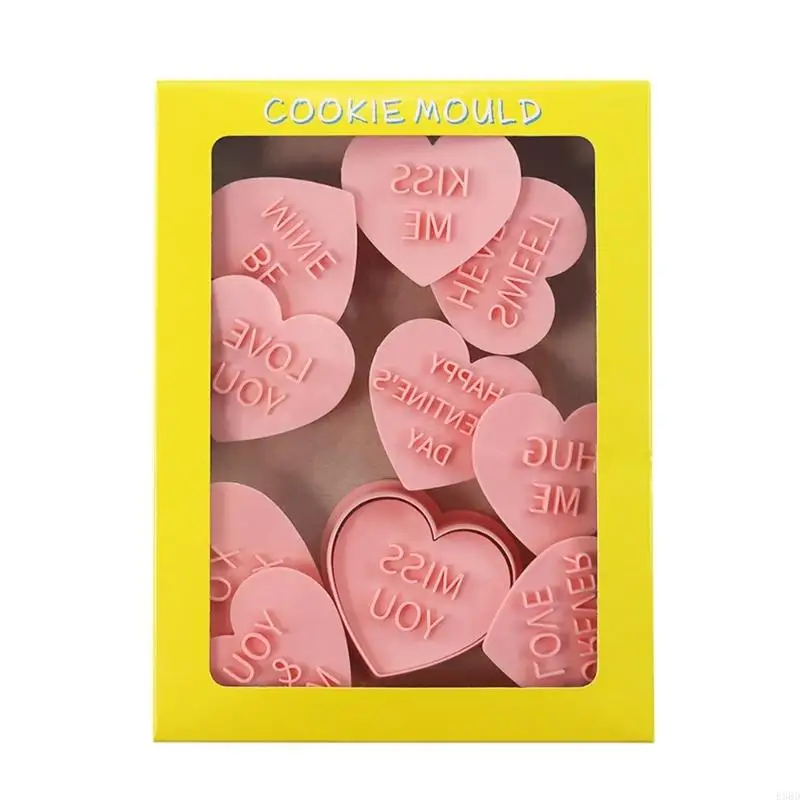 

652F 10 Pcs Valentines Day Heart Cookie Molds Household Diy Baking Tools 3D Pastry Pressing Fondant Handmade Cookie Mold