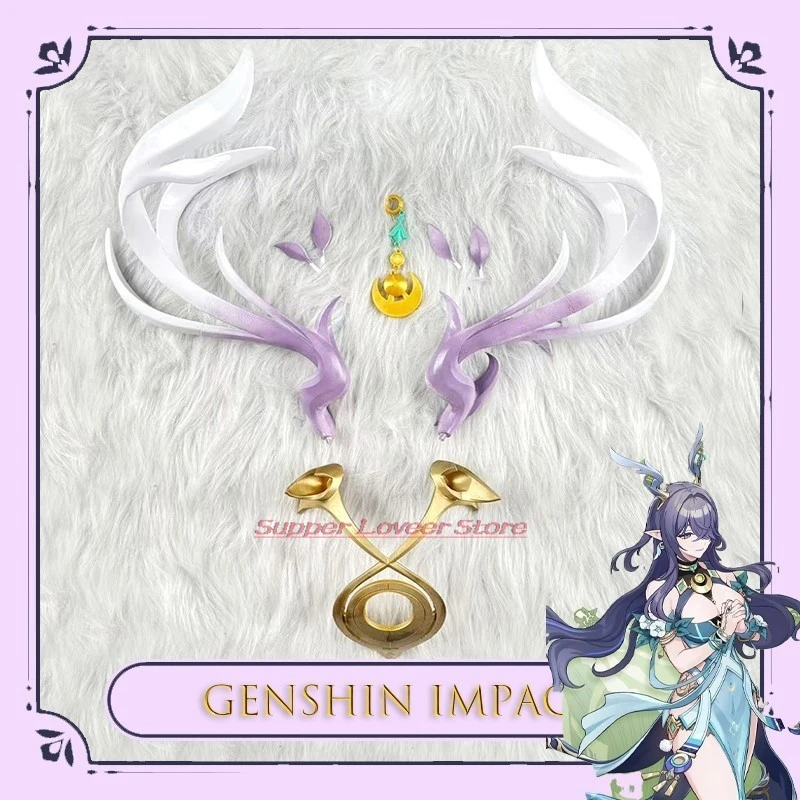 

Anime Cosplay Genshin Impact Laima Character Flame Mane Horns Cosplay Headpiece 23cm Detachable Anime Women Hanlloween Outfits