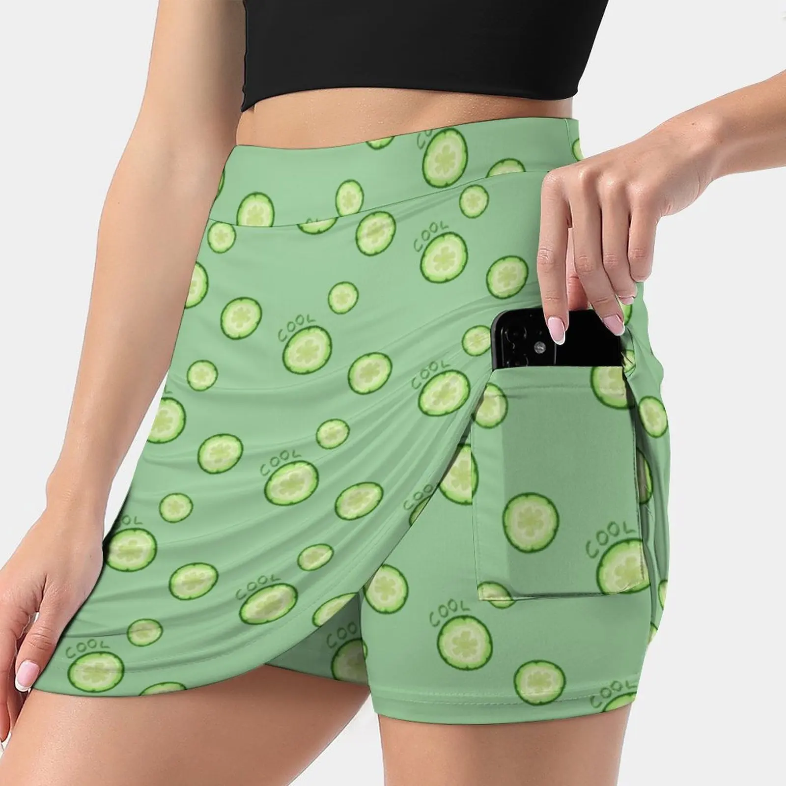 Cucumber Cool Geometric Pattern Women Sports Skirt Tennis Golf Dance Fitness Running Yoga Skirts Cucumber Pickle Dill Cool