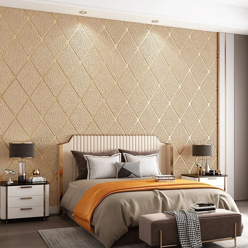 Verde escuro 3d diamante treliça pele de veado veludo papel de parede quarto sala estar hotel moderno e minimalista telha fundo adesivo parede
