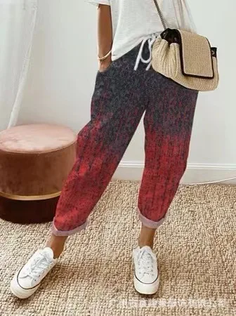 Women\'s Pants 2023 Printed Fashion Casual Pocket Drawstring Pants New Hot Selling Women\'s Wear 2023 Summer Y2K Baggy Pants Woman