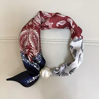 1/2PCS Elegant Pearl Tail Magnetic Clasp Scarf Summer New Versatile Breathable Fashion Artistic Accessory Neck Wrap Scarves 6