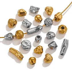 20PCS Stainless Steel Vintage Baroque 18K Gold Plated Twisted Loose Beads Pvd DIY Waterproof Bracelet Jewelry Making craft