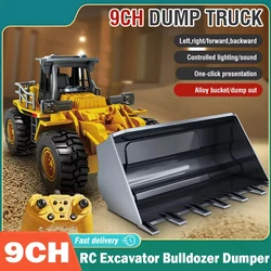 RC Excavator Bulldozer Dumper Car 2.4G 9CH Remote Control Engineering Vehicle Crawler Truck Toys for Boys Kids Christmas Gifts