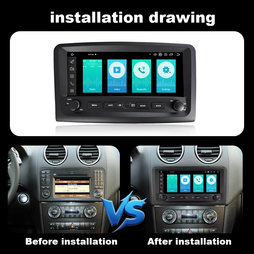 Car Radio for Mercedes Benz ML W164 X164 ML350 ML300 GL500 ML320 ML280 GL350 2005-2011 Multimedia Player Android Auto CarPlay BT