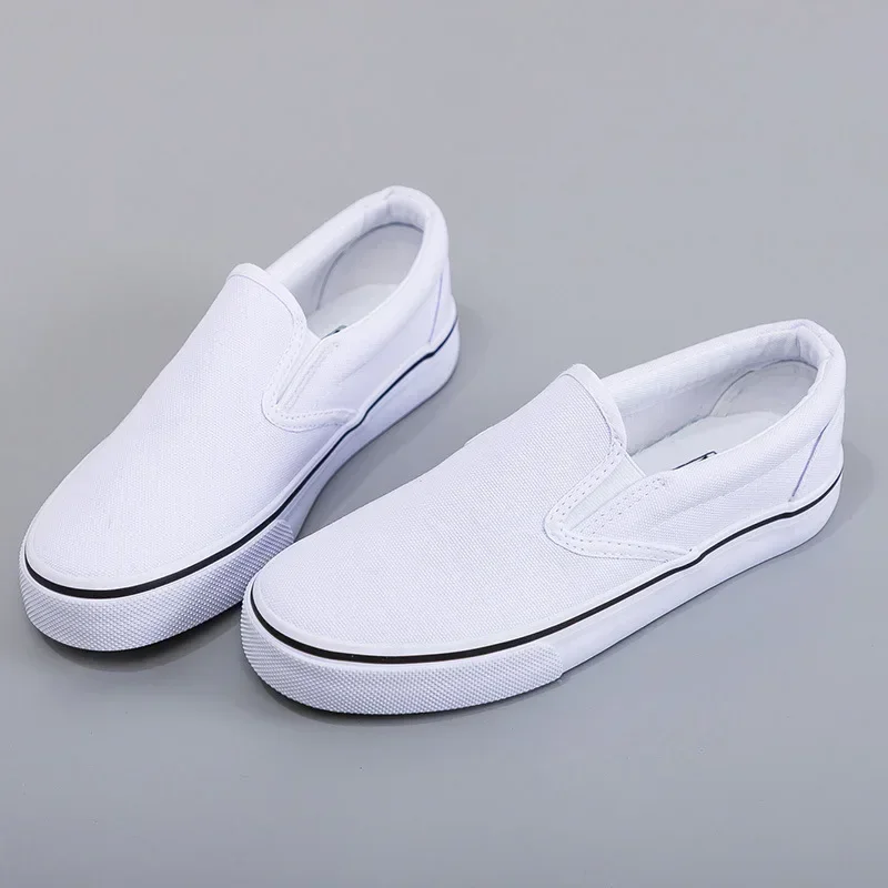 Solid Color Canvas Slip-on Shoes Anti Slip Outdoor Soft Soled Thick Bottom Flat Shoes Fashion Round Toe Comfortable Breathable
