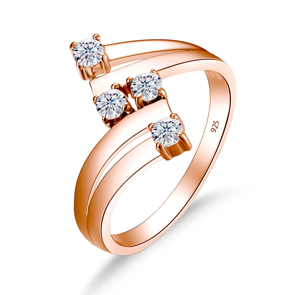 

Szjinao 18K Rose Gold 4 Stone Moissanite Ring Women With GRA Certificate 2023 Trending Jewelry Unique Wedding Gift Drop Shipping