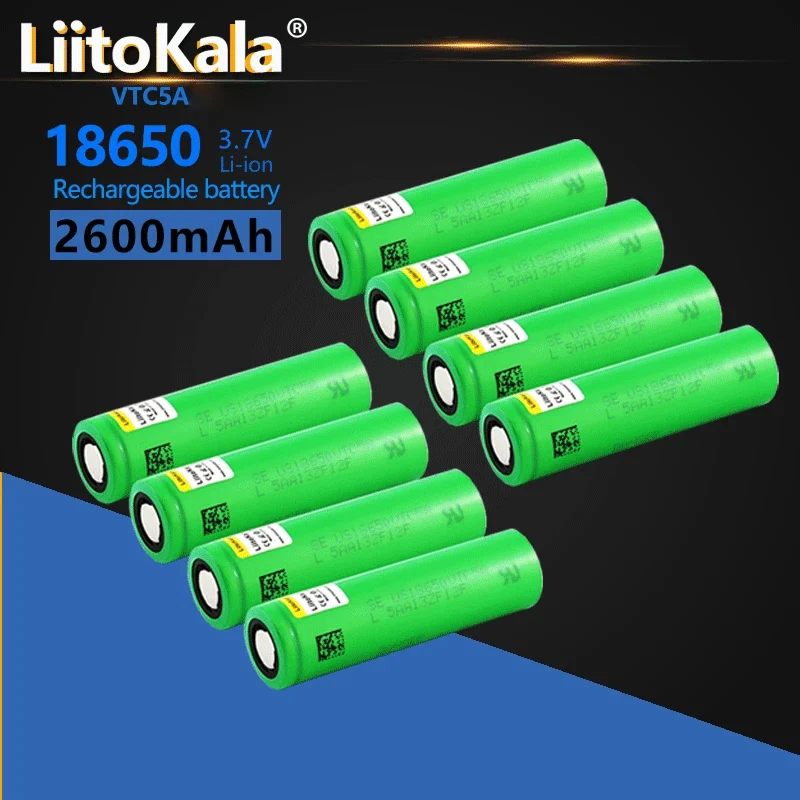 Liitokala impulsu 60A rozładowania oryginalny 3.6V 18650 US18650 VTC5A 2600mAh wysoki odpływ 40A baterii