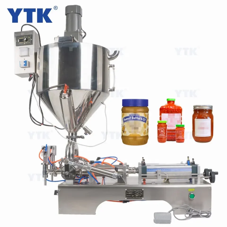 

Pneumatic Paste Filling Machine Viscous Liquid Salad Sauce Ketchup Oil Jam Shampoo Cream Lotion Bottle Filler with Mixer Heater