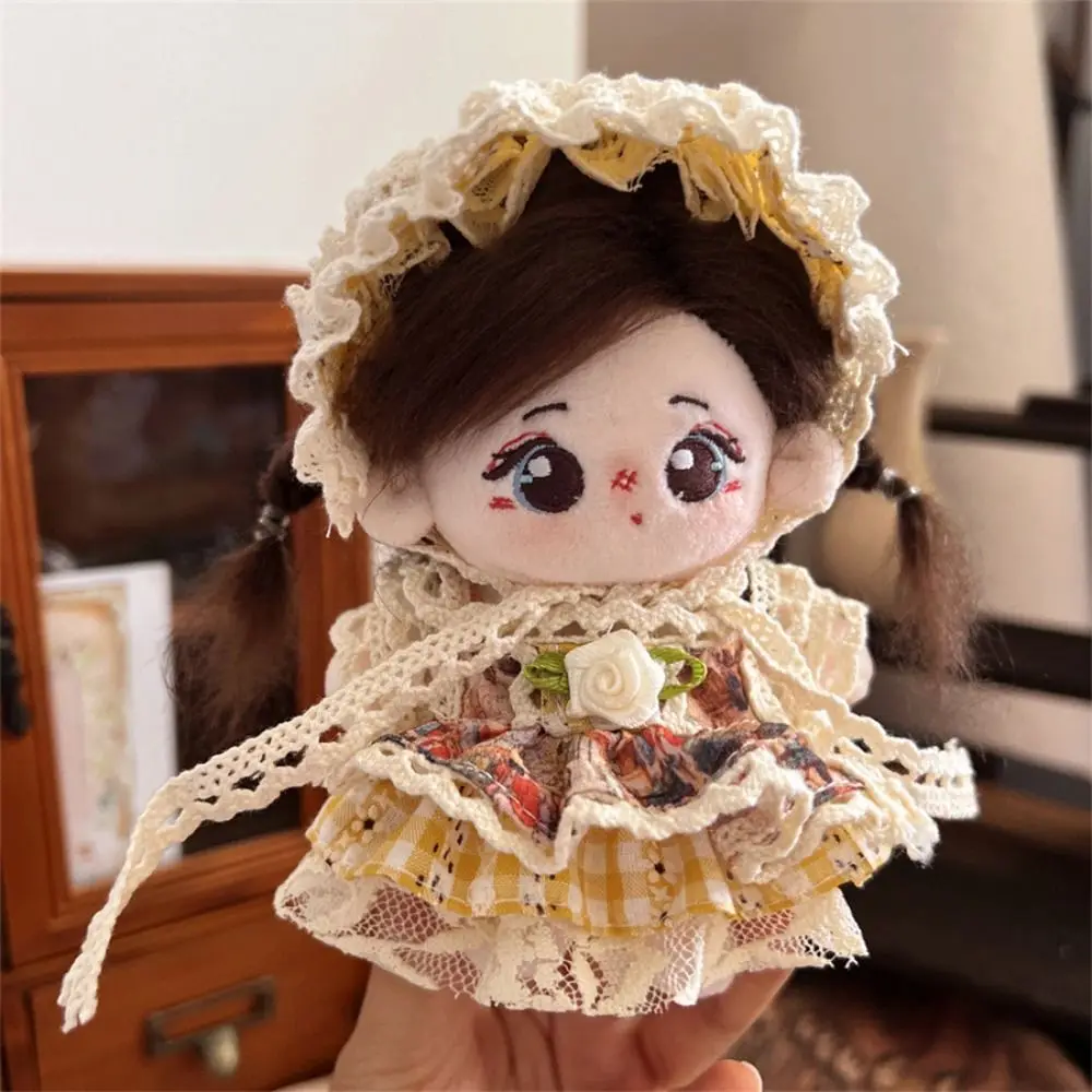 Maid Costume 10cm Doll Dress Camellia Retro Plush Dolls Cartoon Skirt Lace Skirt Cotton Dolls Halter Dress Doll Decoration