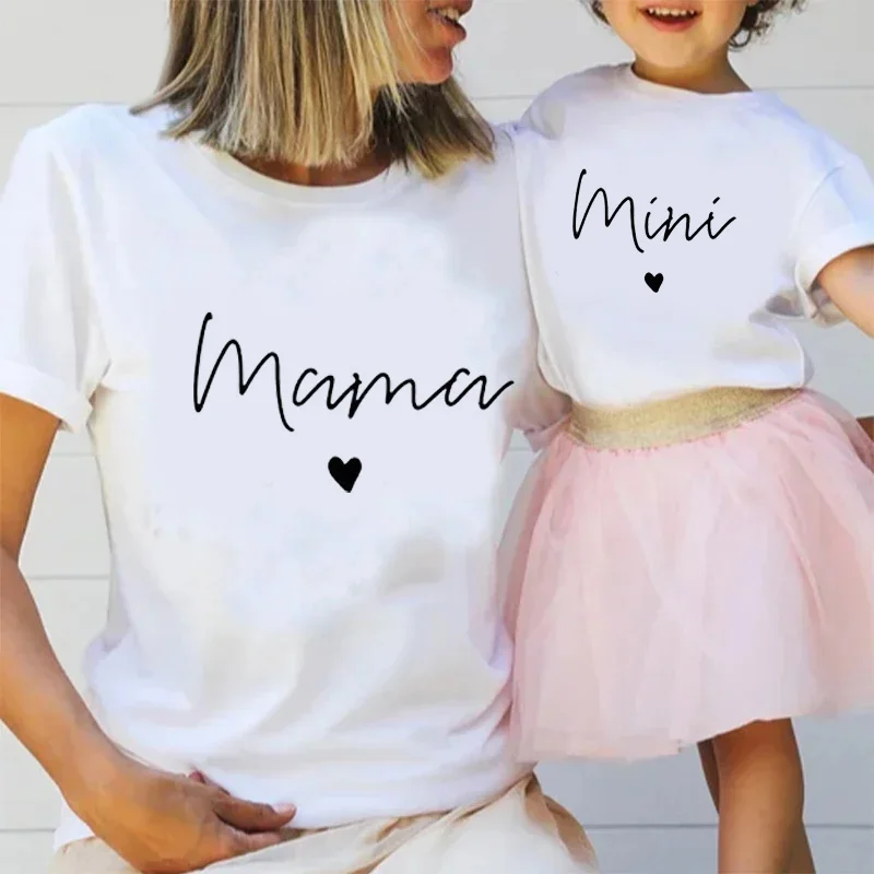 Mother kids Tshirt MAMA & MINI mommy and daughter matching clothes baby girl clothes Fashion cotton family T Shirt Short Sleeve