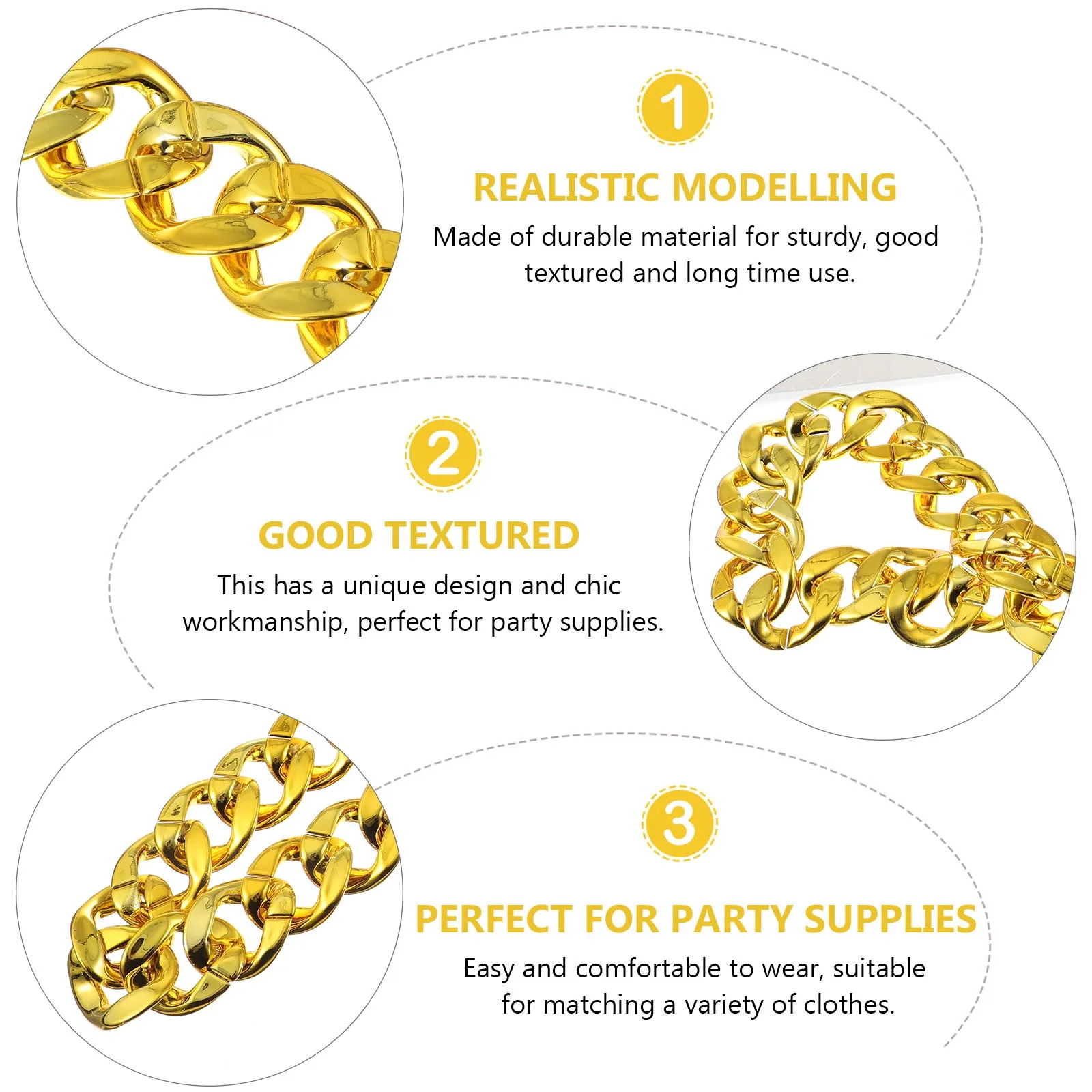 

Gold Tone Necklace Big Chain Stylish Hip Hop Accessory Exaggerated Decorative Choker For Women Fashion Jewelry