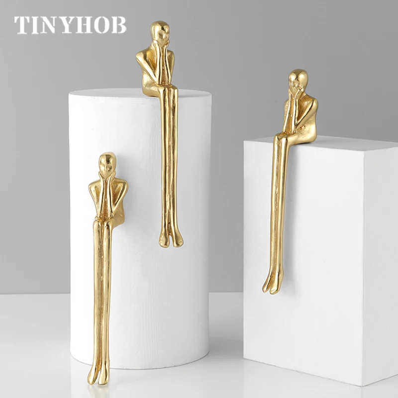 Tinyhob Abstract Thinker Man Cabinet Pulls Long Leg Human Figurine Drawer Handles Creative Art Furniture Door Hardware