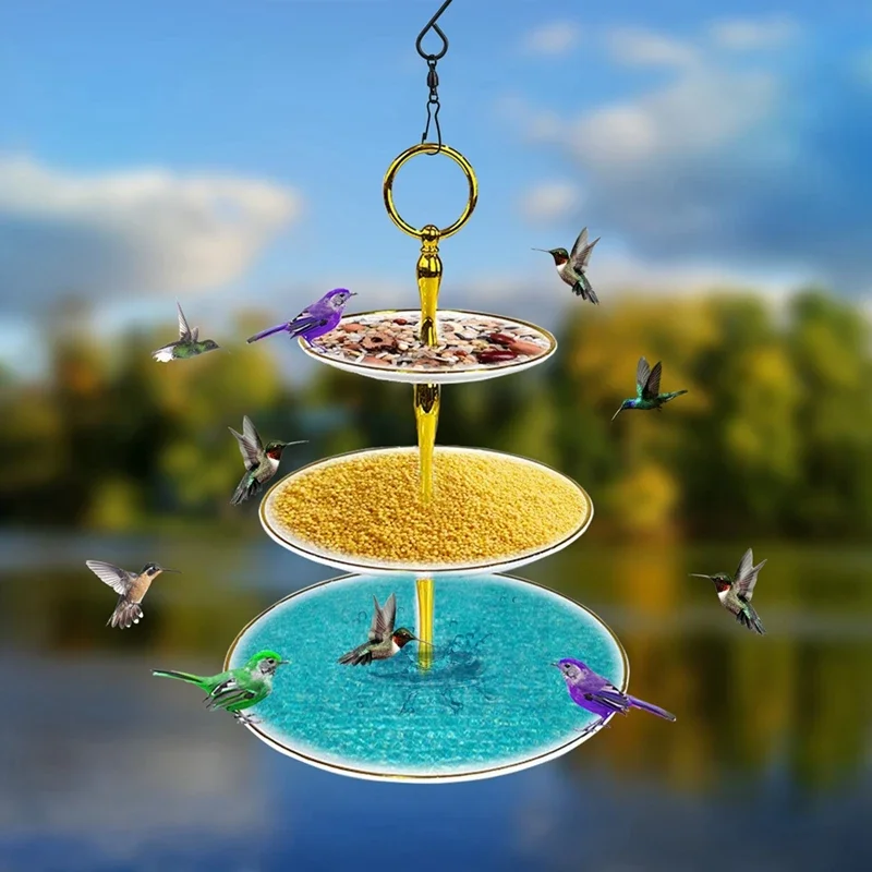 3-Tier Hanging Bird Feeder Birdbath For Garden Outdoor Decor, Yard Farm Supplies, Hummingbird Feeder Supplies