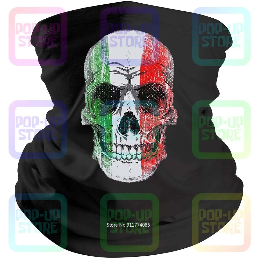 Skull Italy Italien Italia Totenkopf Flagge Em Wm Black Bandana Balaclava Scarf Neck Gaiter Mouth Cover