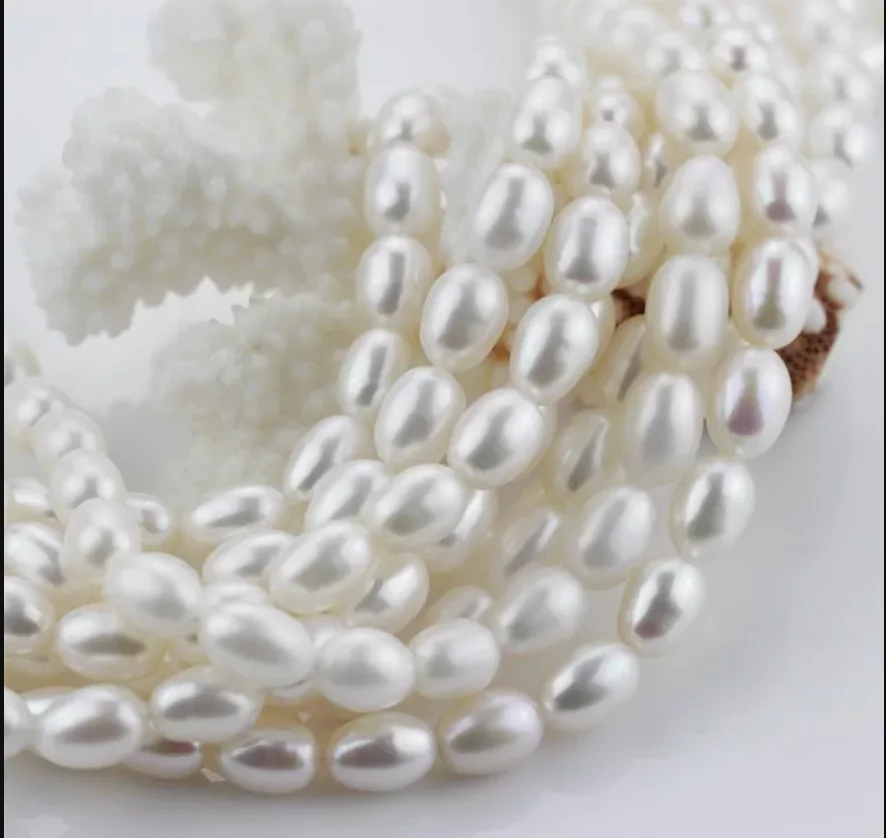 9mm 3A Grade Top quality Rice Shape Natural Fresh Water Pearl  Strand DIY Material