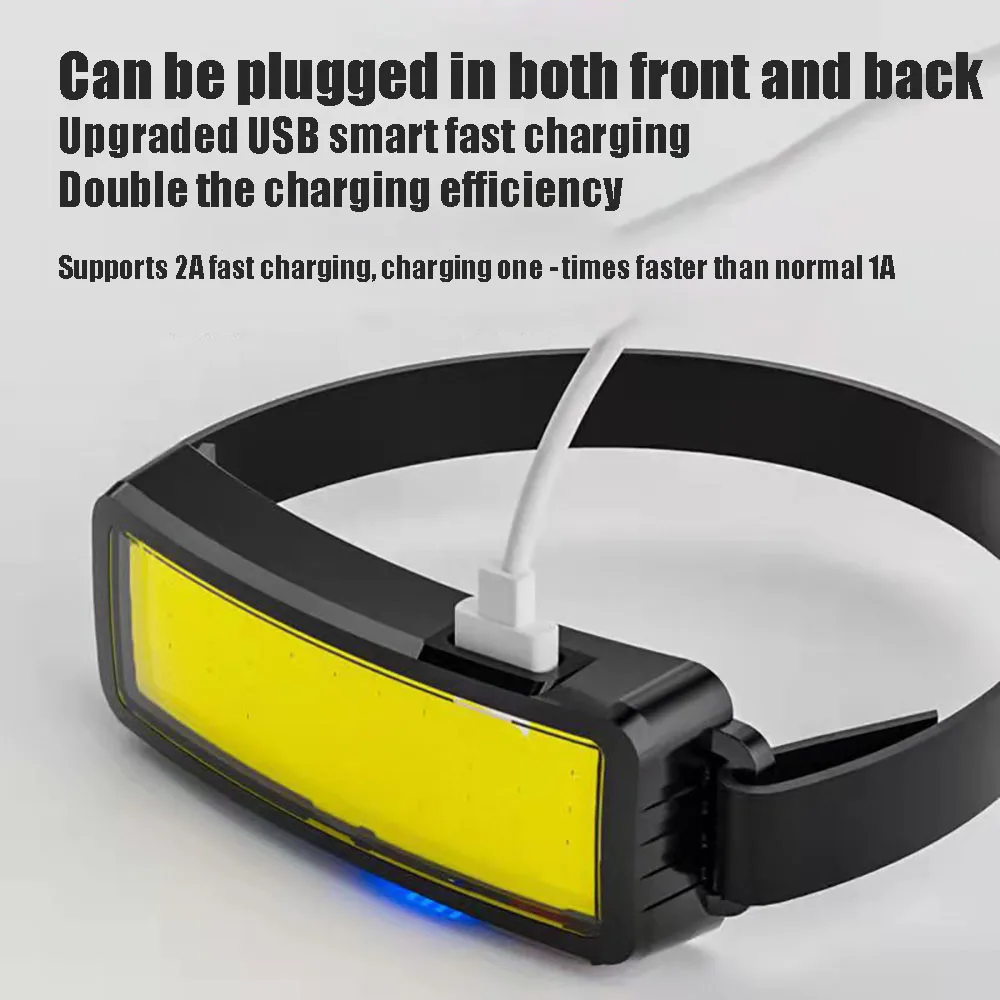 Professional COB Headlamp Super Powerful Light Usb Charging Bright Head Flashlight Strong Battery Portable Headlight Hiking