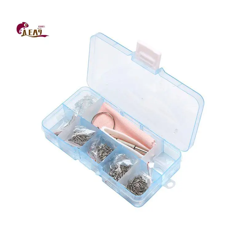 AEA9-Eyeglass Sunglass Repair Kit With Screws Tweezers Screwdriver Tiny Mini Screws Nuts Assortment Glasses Repair Nose Pads