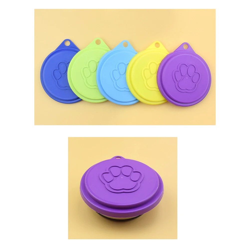 

6PCS Silicone Pet Can Covers Double-layer Cartoon Universal Dog Cat Tin Lids Reusable Storage (Random Color)