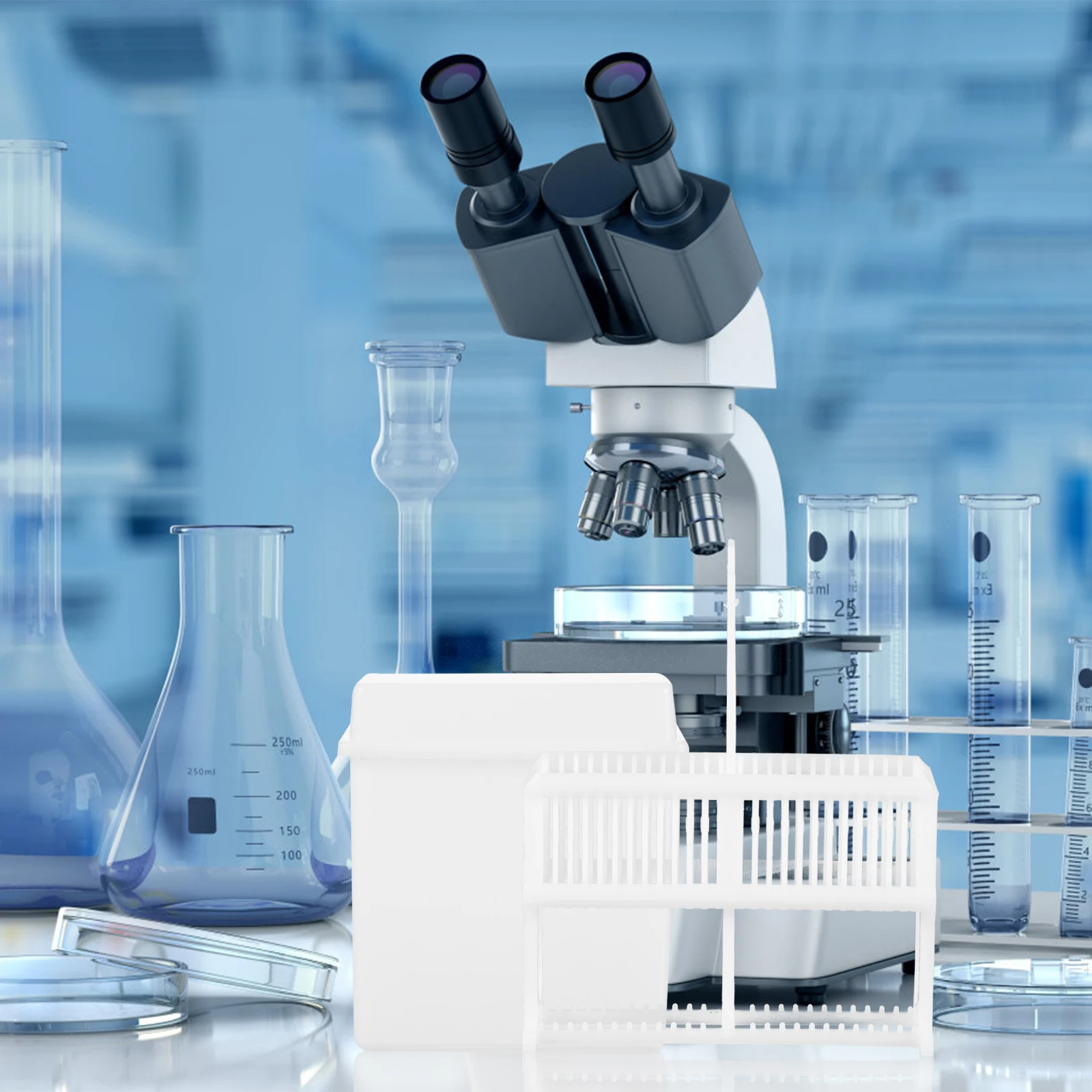 

1 set Slide Staining Rack High Transparency Coplin Stain Holder Microscope Slides Set White Color Heat Resistant