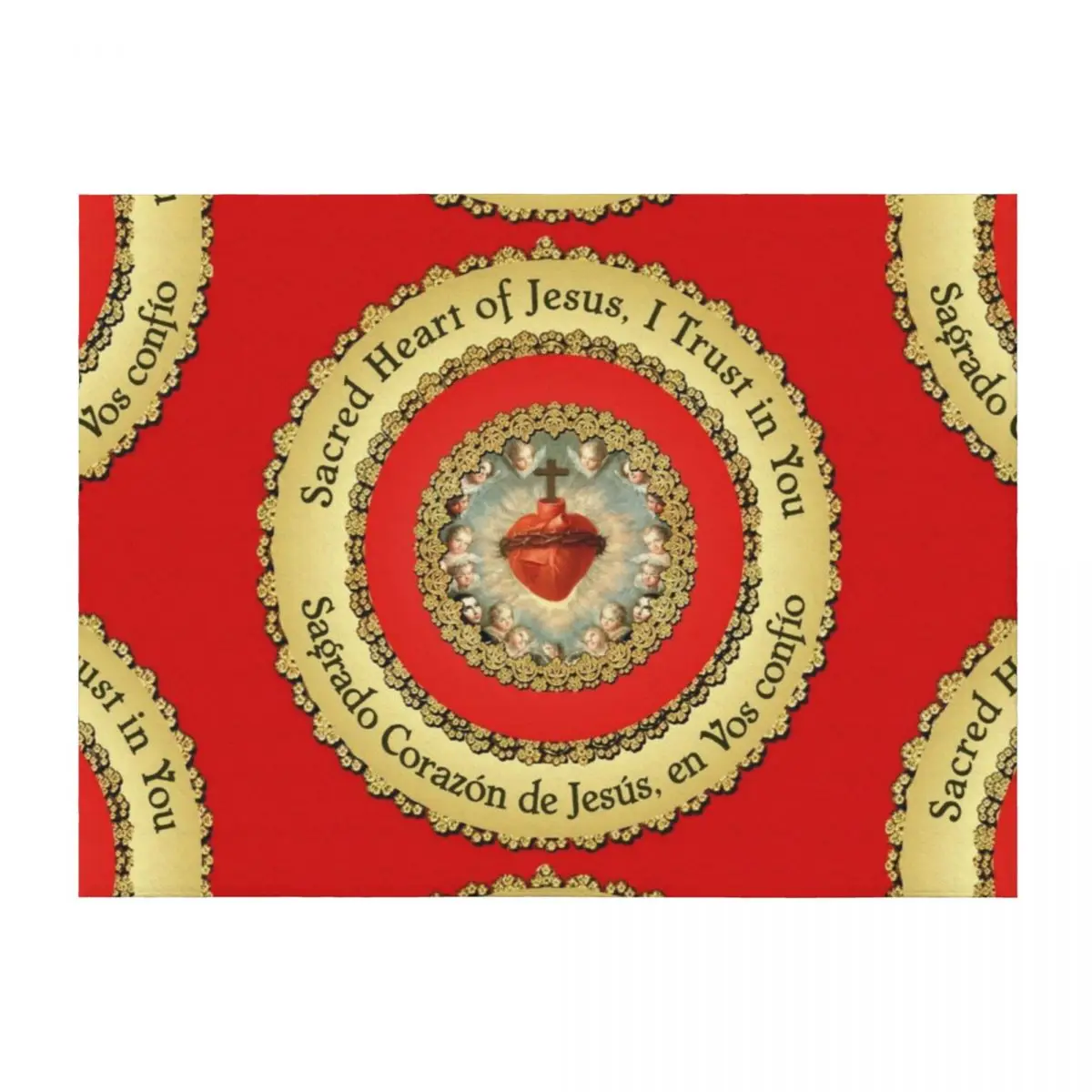 

Sacred Heart of Jesus Spanish Sagrado Corazon Detente Catholic Prayer Bi-lingual 210 Throw Blanket halloween Blankets