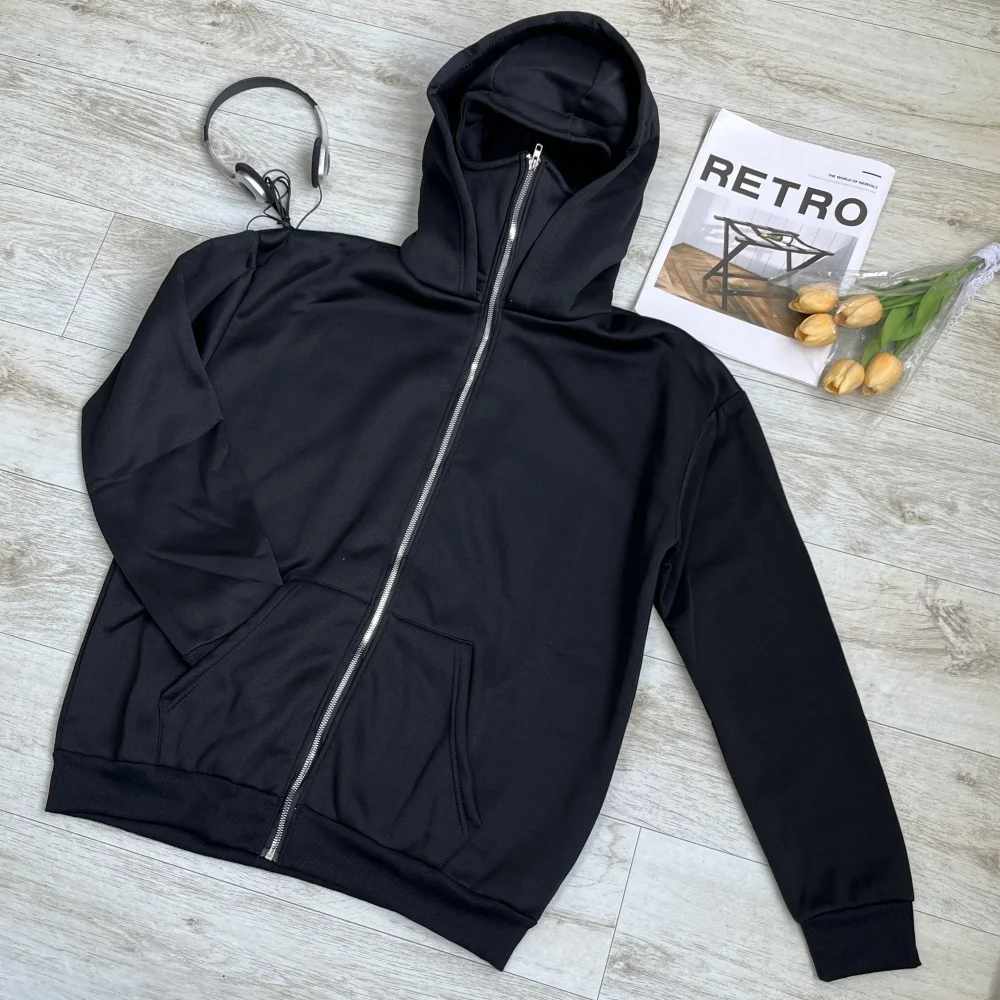 

Модная шляпа ниндзя, женская одежда, толстовки, толстовки с карманами, осень-зима, однотонное украшение на молнии, свободное удобное пальто ﻿