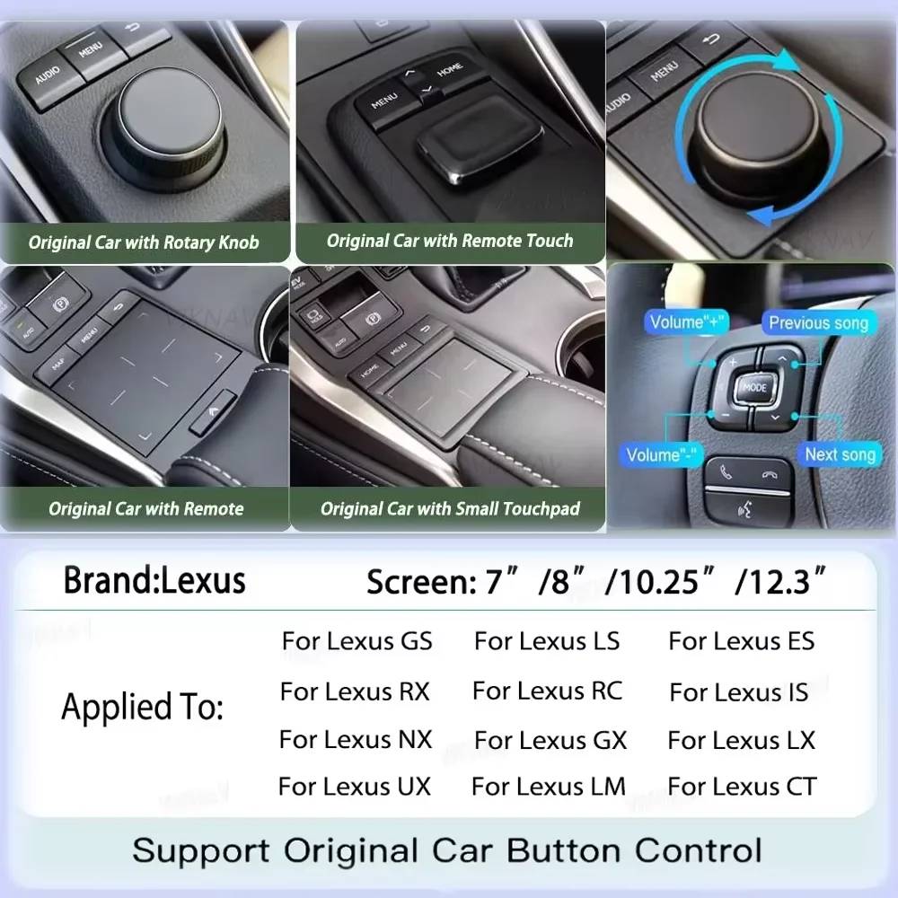 صندوق فك تشفير نظام voknav-Linux ، مشغل سيارة لاسلكي ، أندرويد ، لكزس UX Auto #4