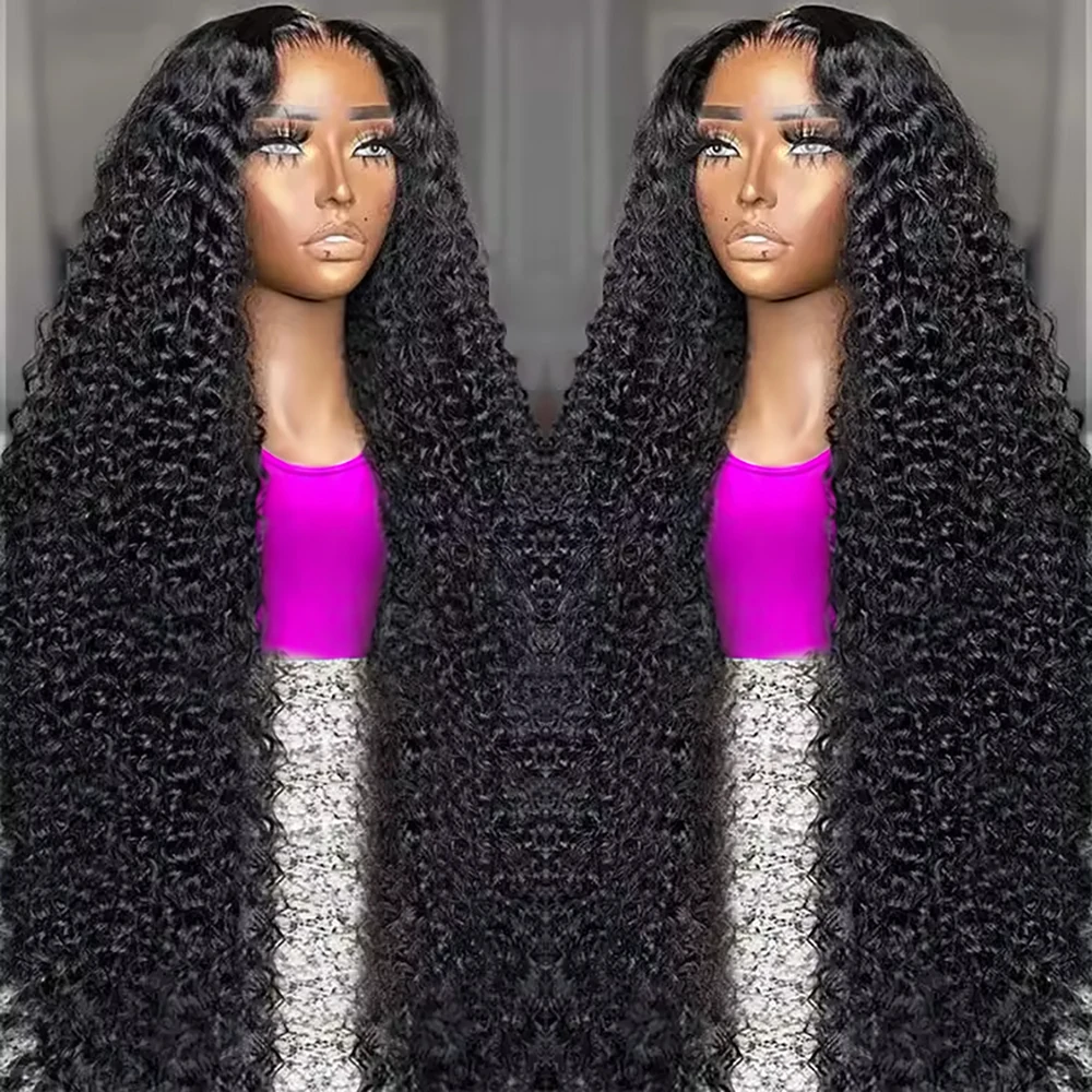 Deep Wave Frontal Wig For Women Hd Transparent 13x4 Glueless Lace Front Wig human hair 32 Inch Brazilian Curly Wet And Wavy ﻿