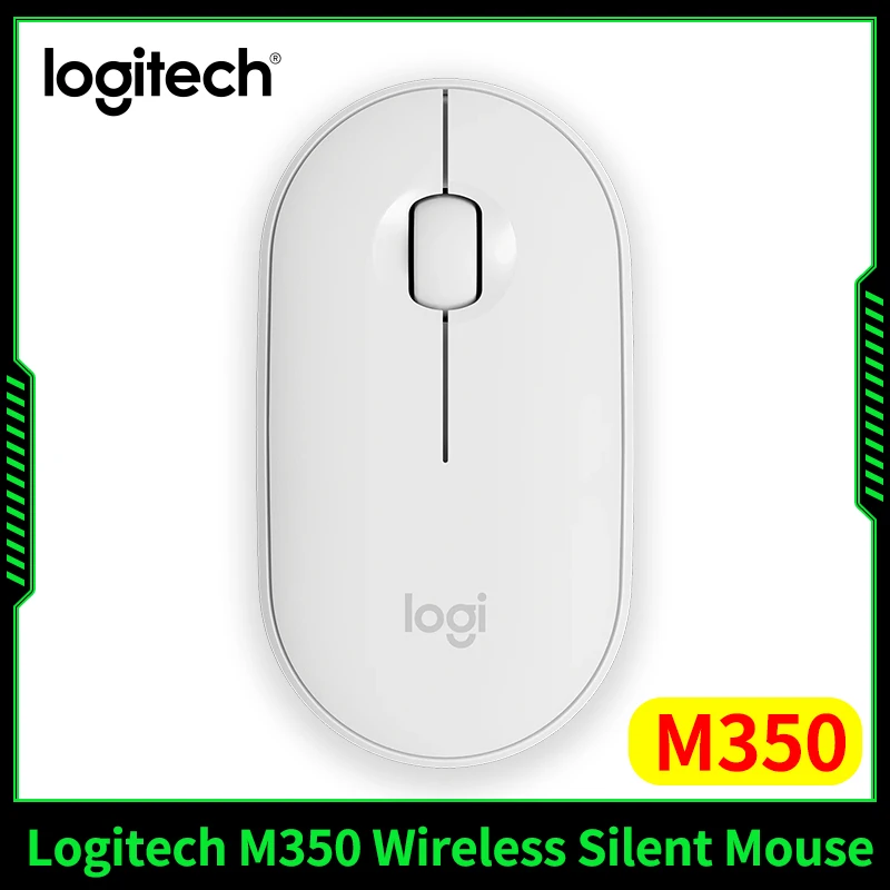 لوجيتك بيبل M350 سماعة لاسلكية تعمل بالبلوتوث، وضع مزدوج صامت، كمبيوتر محمول لطيف للأولاد والبنات، ضوء مكتب منزلي ومريح ومحمول