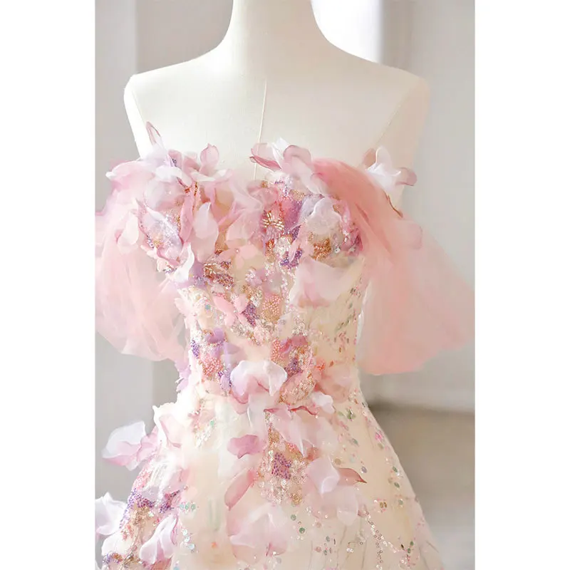 Evening dress 2024 new birthday party 204 fairy dress three-dimensional flowers