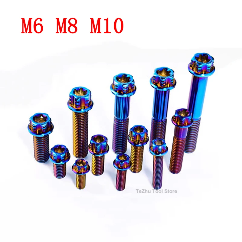 

1Pcs Titanium Bolt M6 M8 M10 Torx Flange Head for Motorcycle Modification Decoration Length 10mm-90mm