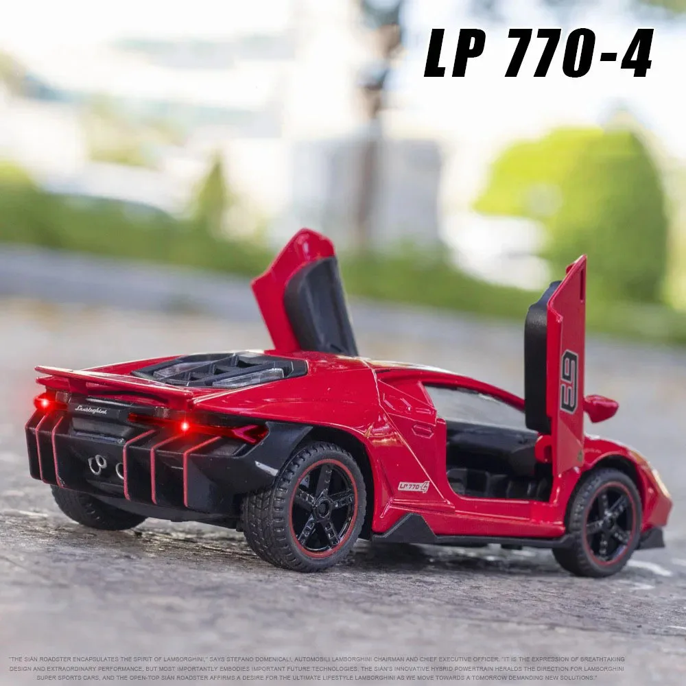 1:32 Lambor LP770-4 Legering Sportwagens Modellen Speelgoed Metaal Diecast Voertuigen Geluid Licht Trek Speelgoed Decoratie Kinderen Geschenken