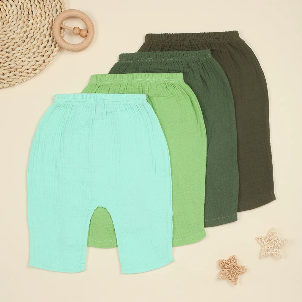 

4 Piece Baby Unisex Pants, Spring Summer Basic Cotton Infant Leggings, Comfortable and Casual, Pull-on Trousers