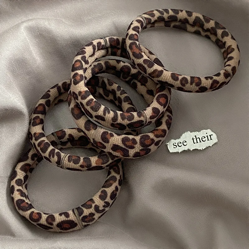 

10PC Good High Elasticity Four Season Universal Leopard Hair Ties for Women Girls Ponytail Holder Hair Rings Rope Accessories