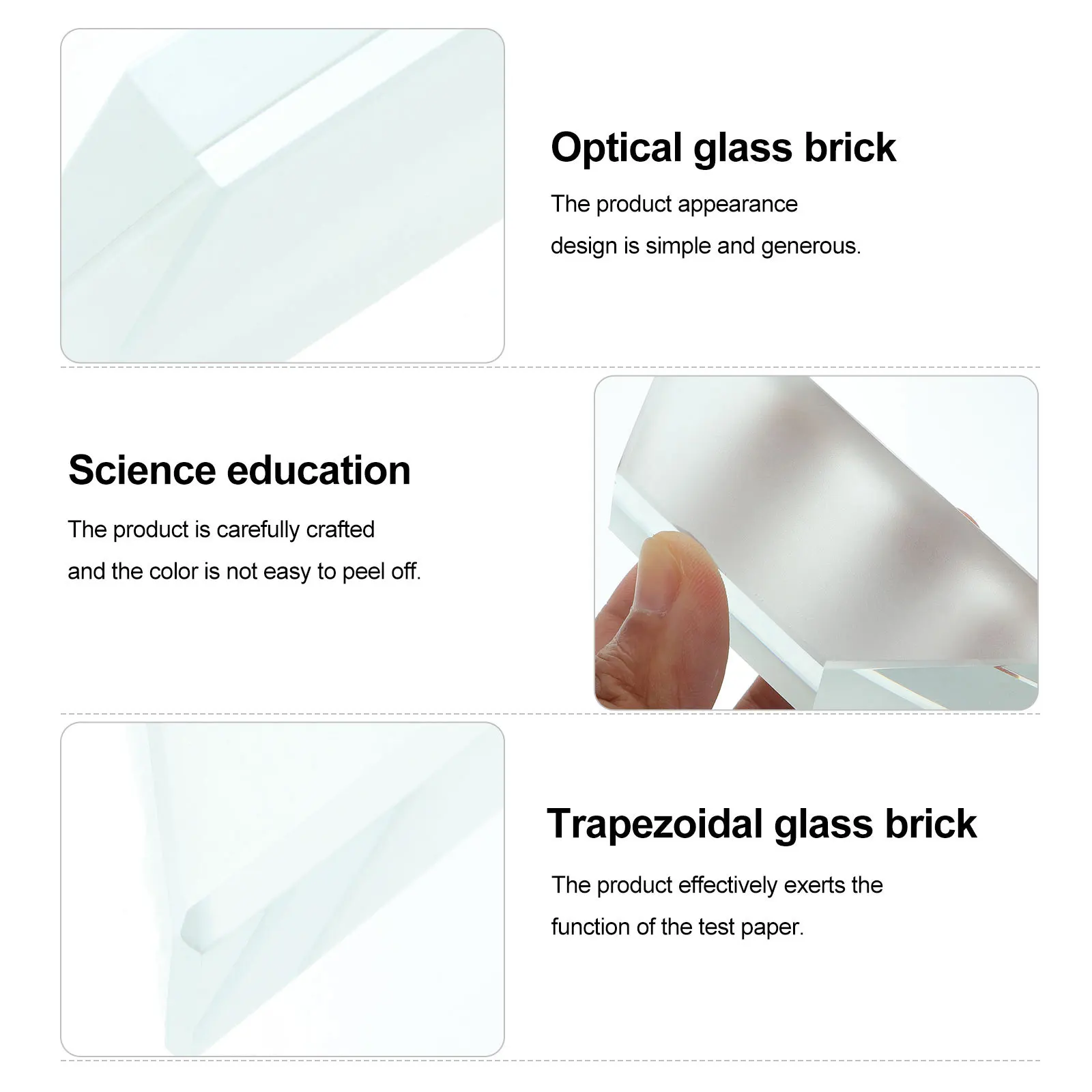 

Optical Glass Brick Multi Functional Teaching Tool with Precise Size for Physics Laboratory Experiments Portable Physical