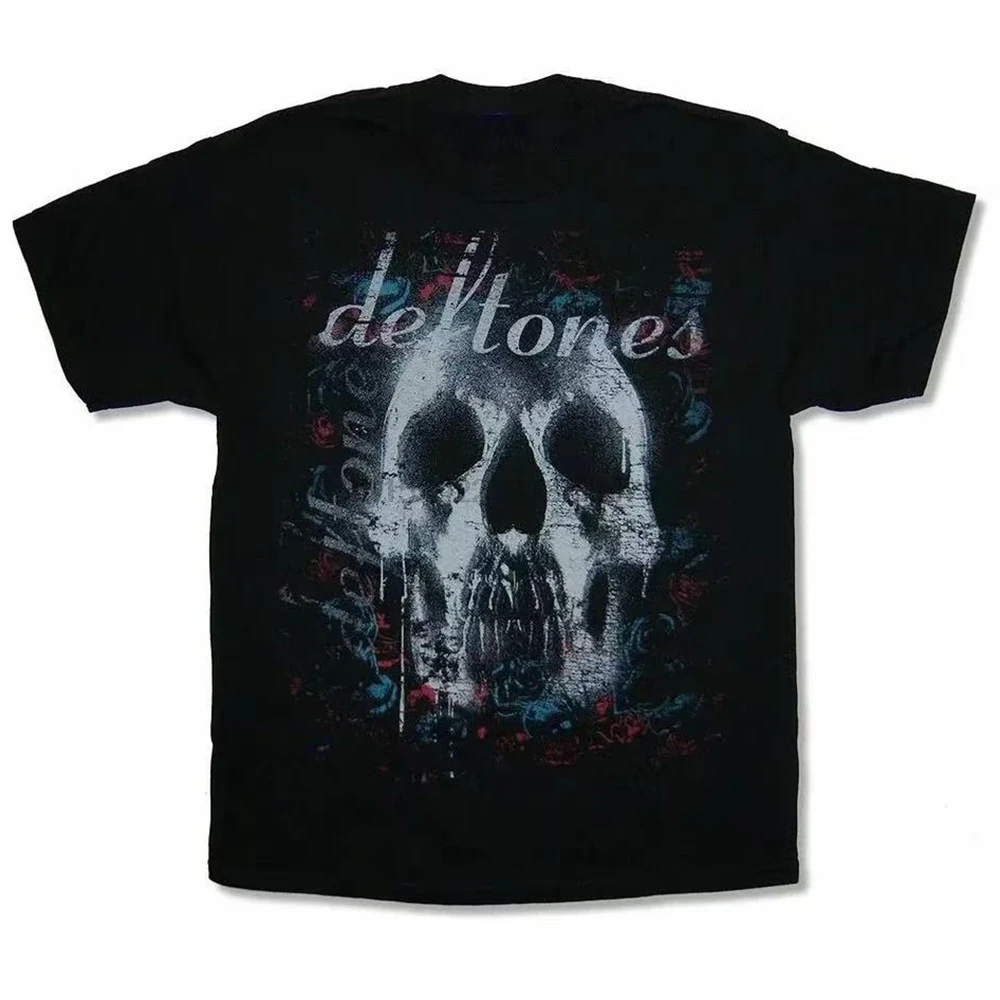 Horror Deftones Skull T Shirt Men Harajuku Gothic Black Tee Shirt Summer Boys Girls Streetwear Japanese Vintage Loose 01336