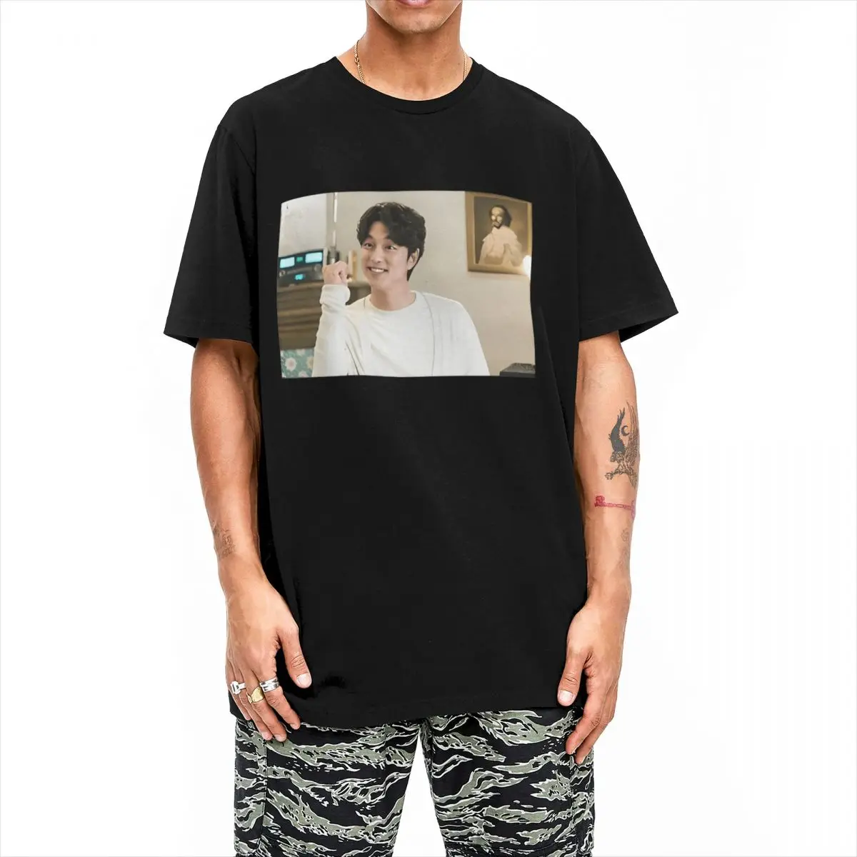 Oversized T-Shirt Gong Yoo Cotton T Shirts Leisure Tee Shirt for Men's Summer Y2K Fun Pattern Short Sleeve Tops