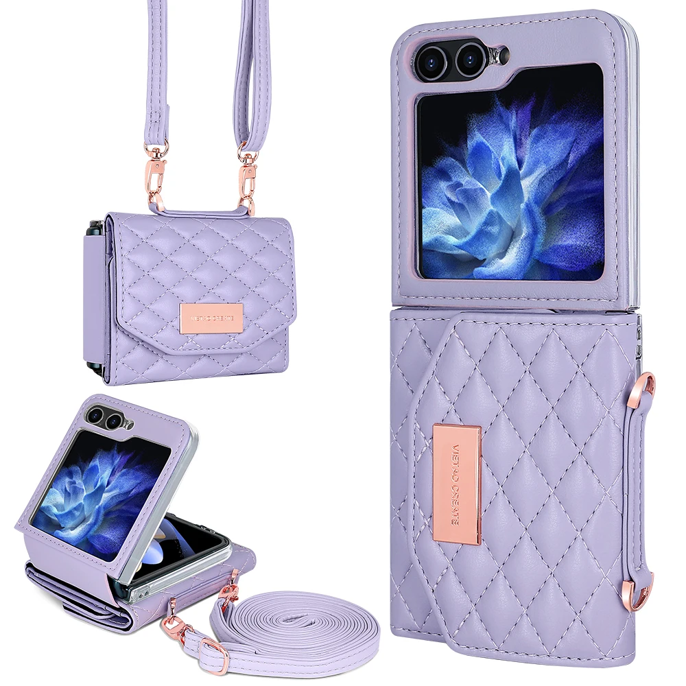 

Lanyard Holster Card Case For Samsung Galaxy Z Flip 6 5 4 3 5G Case Handheld Wristlet Wallet Purse Cover For Z Flip6 Flip5