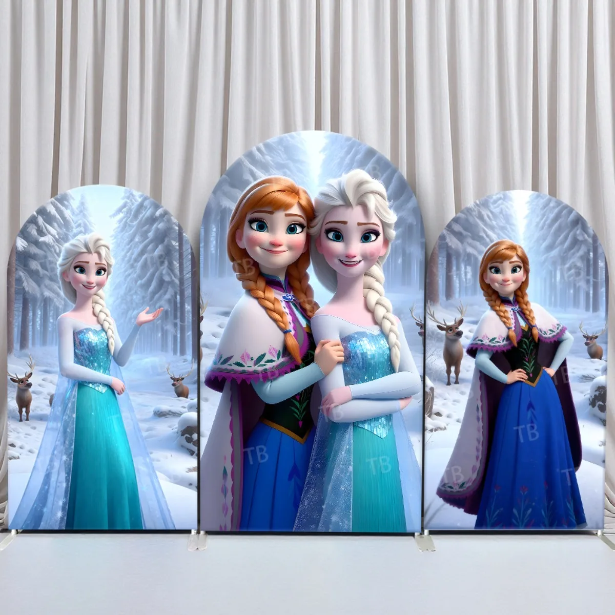 

Christmas Frozen Theme Arch Backdrop Cover Elsa & Anna for Festival Party Decor Photography Background Wall Elastic Fabric Props